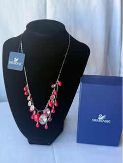 Swarovski red/pink charm statement necklace