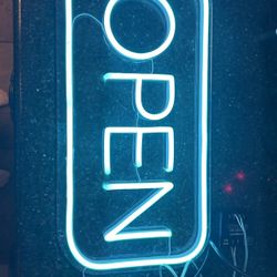 Neon LED Ice Blue Open Sign 