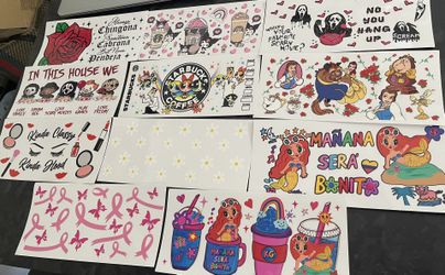 Uv DTF Wraps  for 16oz 9.5INCH X 4.3inch 