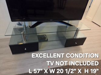 Glass TV Stand with Chrome Legs and Drawers