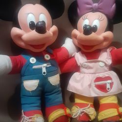 Vintage 80's Mickey and Minnie Mouse Dolls