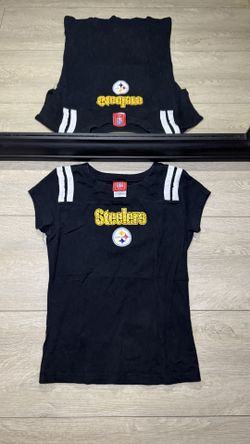 Y2K 2000s Girls Steelers Rhinestone Spellout Logo Short Sleeve Shirt
