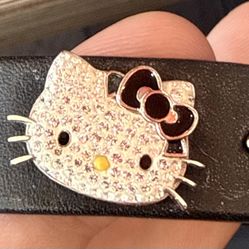 Swarovski Hello Kitty Rock Bracelet Black Leather Crystal Studded Mint Condition