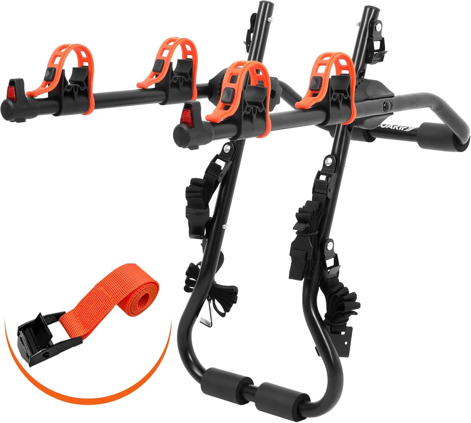 Sports Deluxe 2-Bike Trunk Mount Rack, Model SY-Trunk-BR, Black + Orange up to 70lbs Load