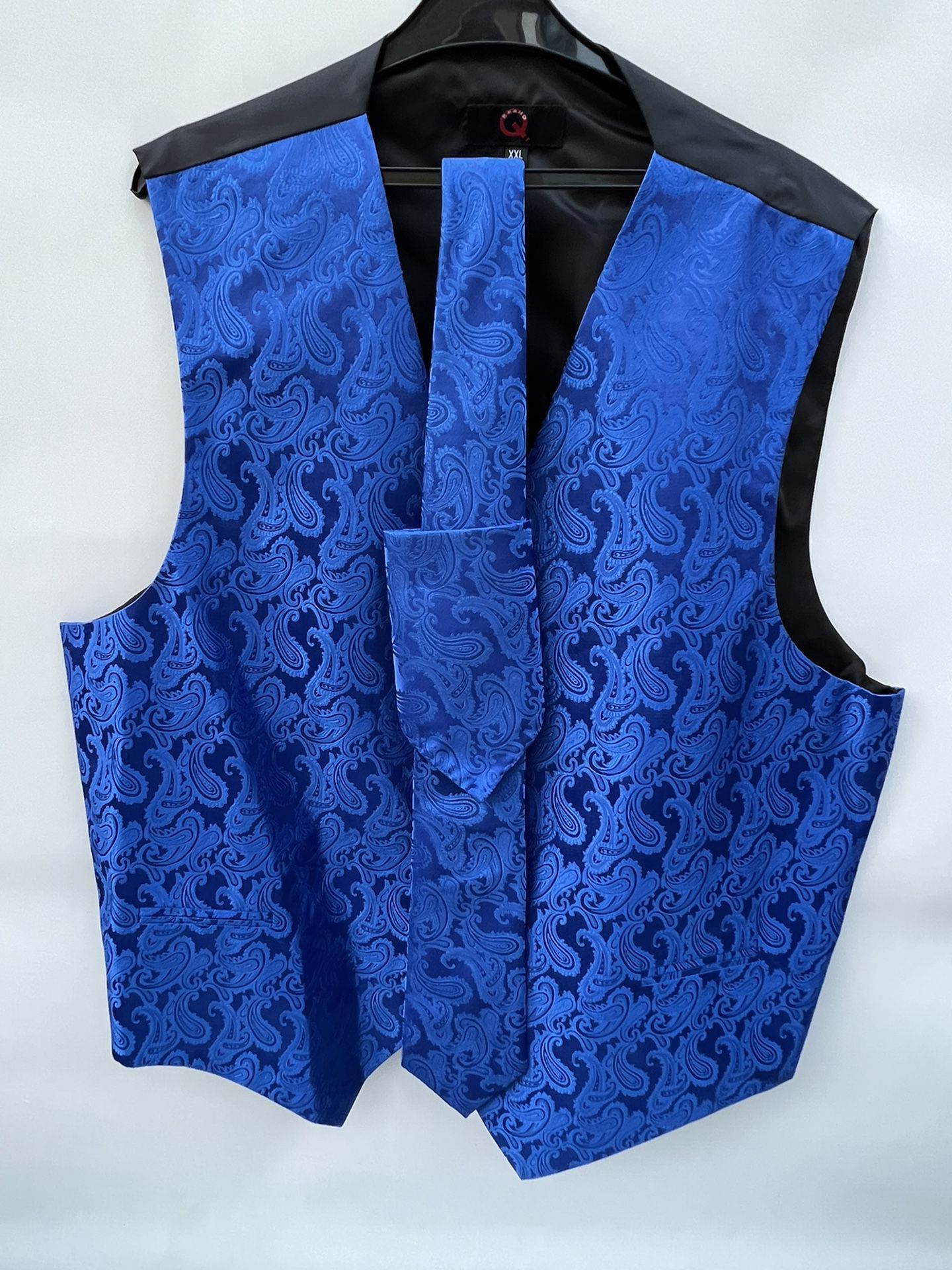 mens royal blue lace vest and tie