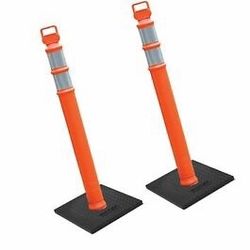 Cortina EZ Grab Delineator 45" Post, 3" Hip Collars with 10 lb Base,Orange, 2 Pack