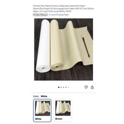 Brand new Chinese Rice Paper,Chinese Calligraphy Paper,Rice Paper Sheets,Rice Paper for Decoupage,Xuan Paper-Roll 13.7 inch (35cm) Wide x 27.3 Yard (2