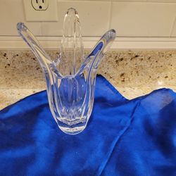 Heavy Clear Vase. 8.5" Tall