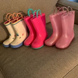 A Set Of Three 3 Rubber Boots US Sizes 8,9,10 Excellent Condition