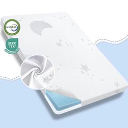 Pack and Play Mattress, 38"x 26" Pack N Play Mattresses Pad with Breathable Jacquard Cover, Portable Dual-Sided Soft & Firm Memory Foam Baby 