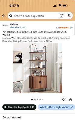 Halitaa 72" Tall 4-Tier Ladder Bookshelf with Cabinet