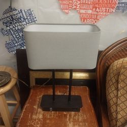 Dimmable  Touch  Lamp  with  2  USB  Fast  Charging  Ports  &  1  Charging  Outlet   -  Grey  Fabric   Shade