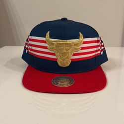 Retro Chicago Bulls Black Red Snapback Rare Cap Hat NBA Basketball Mitchell  Ness