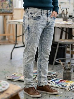 True Religion Ricky Relaxed Straight Acid Wash Jeans Size 36