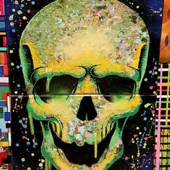 Original Hand Painted Canvas Artwork - Abstract Graffiti Street Art Blah Blah Blah