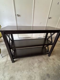 $50 OBO Black Wood Console Table with Two Shelves