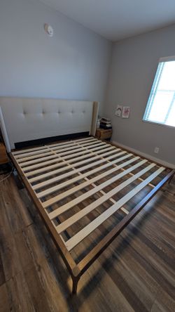 King size bed frame upholstered headboard