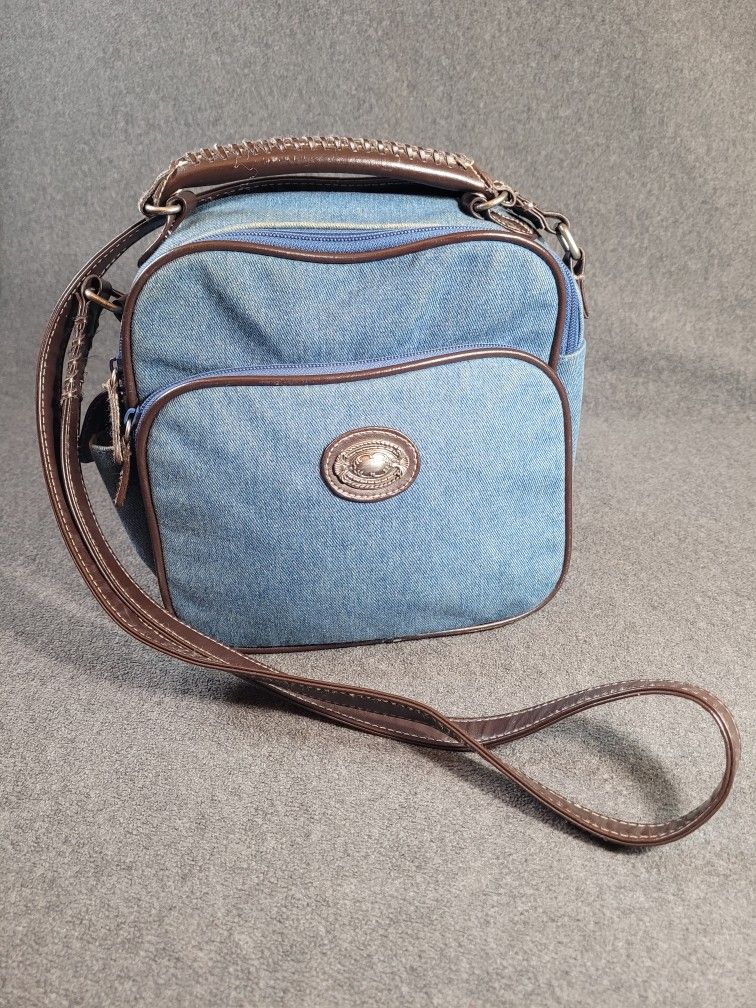Avon Denim Organizer Bag – Multiple Compartments & Shoulder Strap 