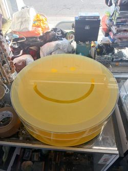 smiley face yellow round box
