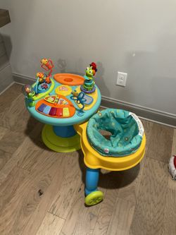 baby activity table and stationary walker 