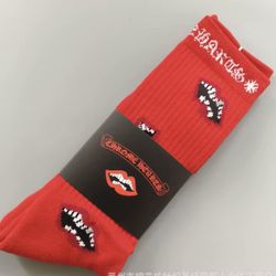 Red Chrome Heart Socks 