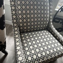 Black &  White Geometric Pattern Accent Chairs Set Of 2