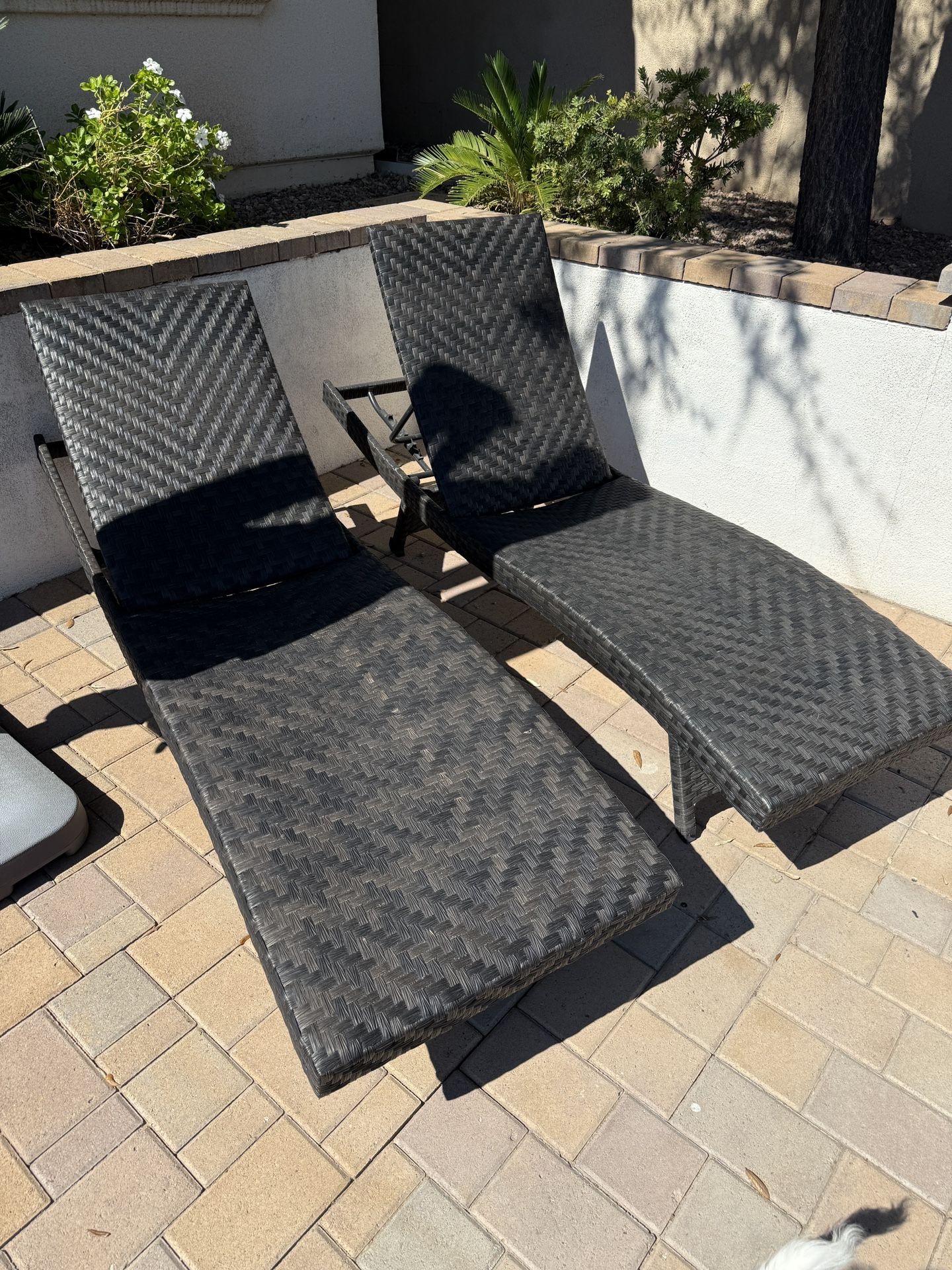 Pair Of Woven Chaise Lounge Chairs 