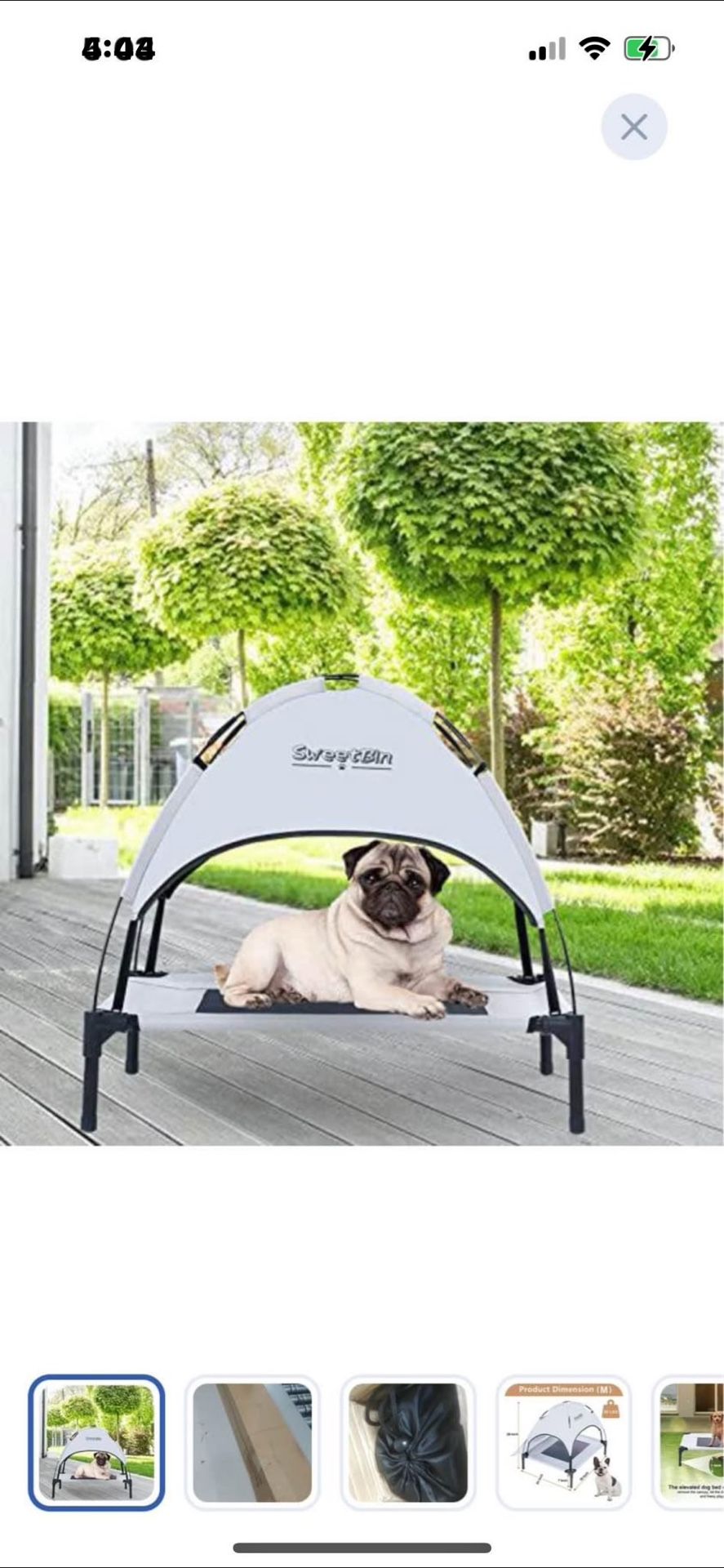 “New”Portable Raised Dog/Pet Bed(sm-med Sz Pet)w/Canopy& Carry Bag
