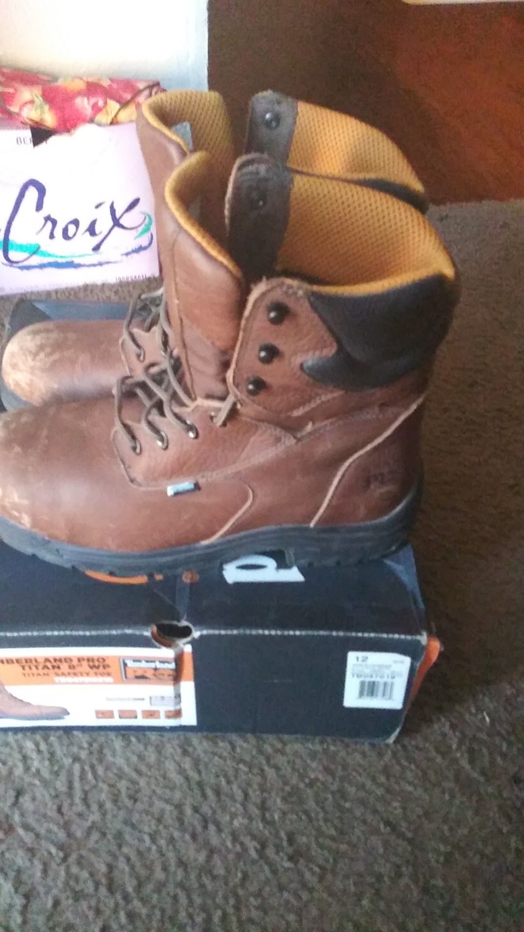 Timberland Pro Waterproof Steel Toe Boots only worn twice still has brand new smell asking 50$