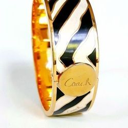 Coach Bangle Bracelet Gold And Zebra