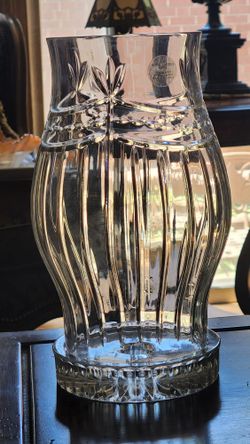Beautiful 9.5" Royal Limited Crystal 24% Full Lead Crystal- 2 Piece Hurricae Candle Lamp Solvenia New With Label