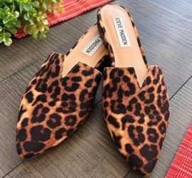 Steve Madden Leopard Print Pointed Toe Mules