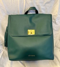 New JOY & IMAN Teal Green and Taupe Leather Backpacks with Tags