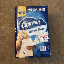 30 Mega Rolls Charmin Ultra Soft Smooth Tear Toilet Paper
