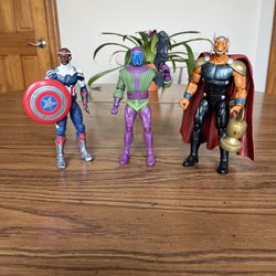 Marvel Legends Captain America (Sam Wilson), Kang The Conqueror, And Beta Ray Bill Figures