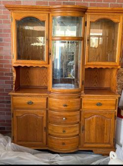 Solid Oak China Hutch