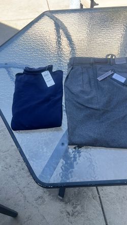 Men’s Sz 34 charcoal, color, dress pants & Lg long sleeve  turtleneck, pullover shirt