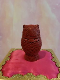 The Franklin Mint Cinnabar Red Owl 1988 Retired Figurine 2.5" W6
