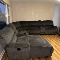 Grey Sectional Couch With Reclining Function
