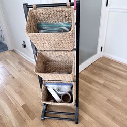 3-Tier Wicker Basket Organizer