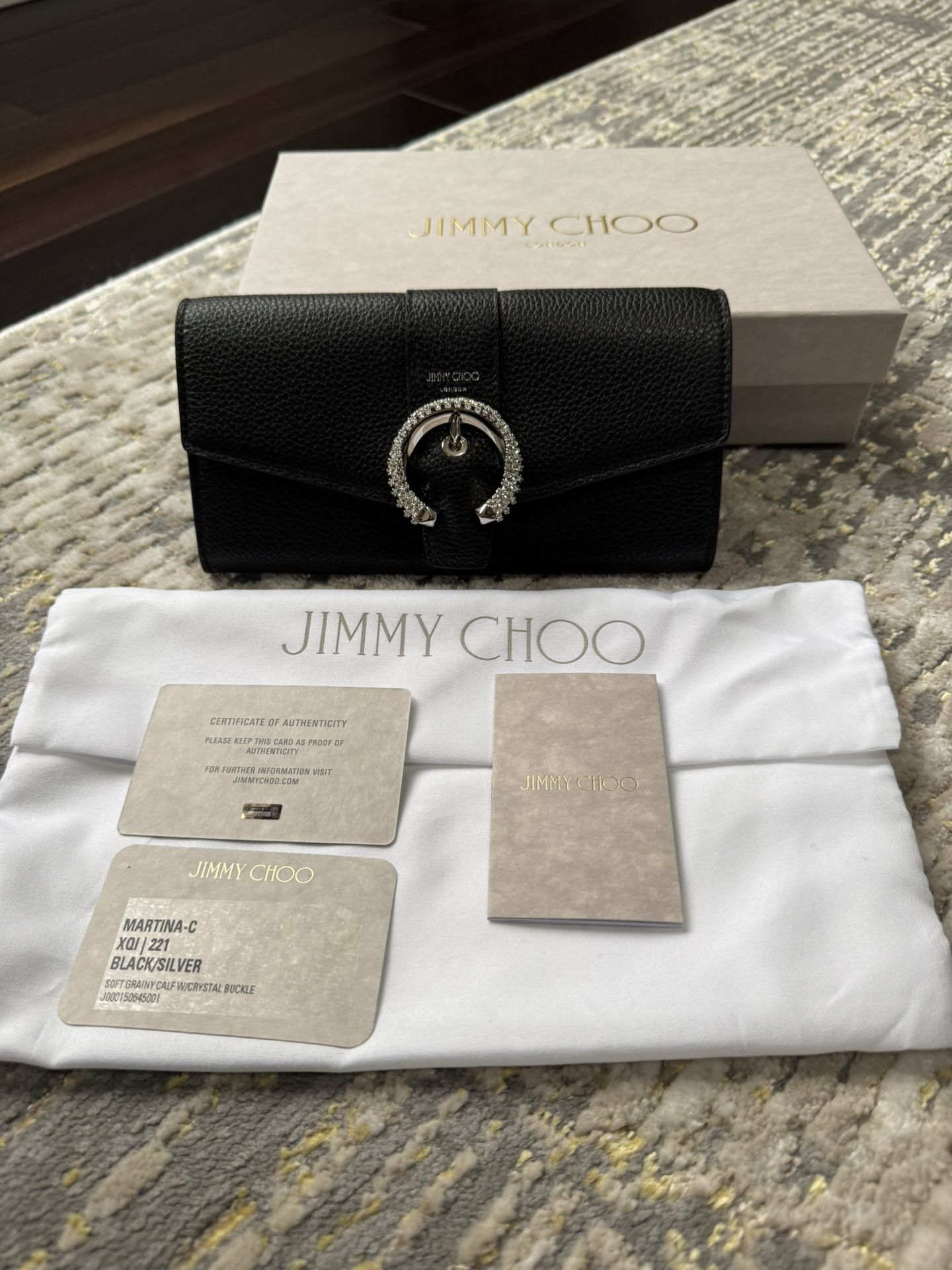 Jimmy Choo Martina C Soft Grain Long Wallet NIB