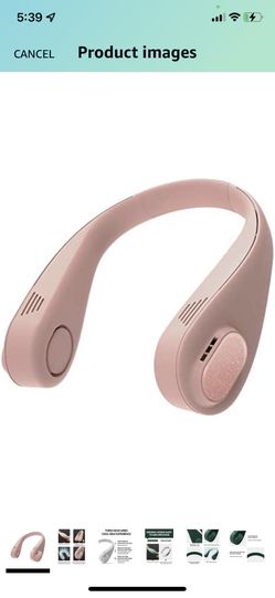 MTNAO Portable Neck Fan, Hands Free Bladeless Fan, 3000 Man Battery Operated Wearable Personal Fan, Leafless, Rechargeable, Headphone Design, USB Powe