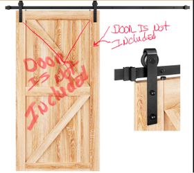 EaseLife 8 FT Sliding Barn Door Hardware Track Kit,Basic J Pulley, Slide Smoothly Quietly, Easy Install (8FT Track Kit For 40"~48" Wide Single Door) #