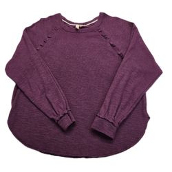 PILCRO Anthropologie Thermal Top S Purple Ruffle Raglan Waffle Knit Boho Cozy