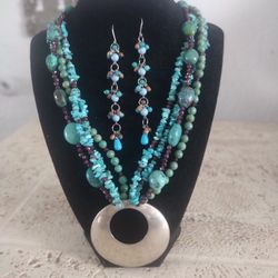 Turquoise Necklace And Earrings