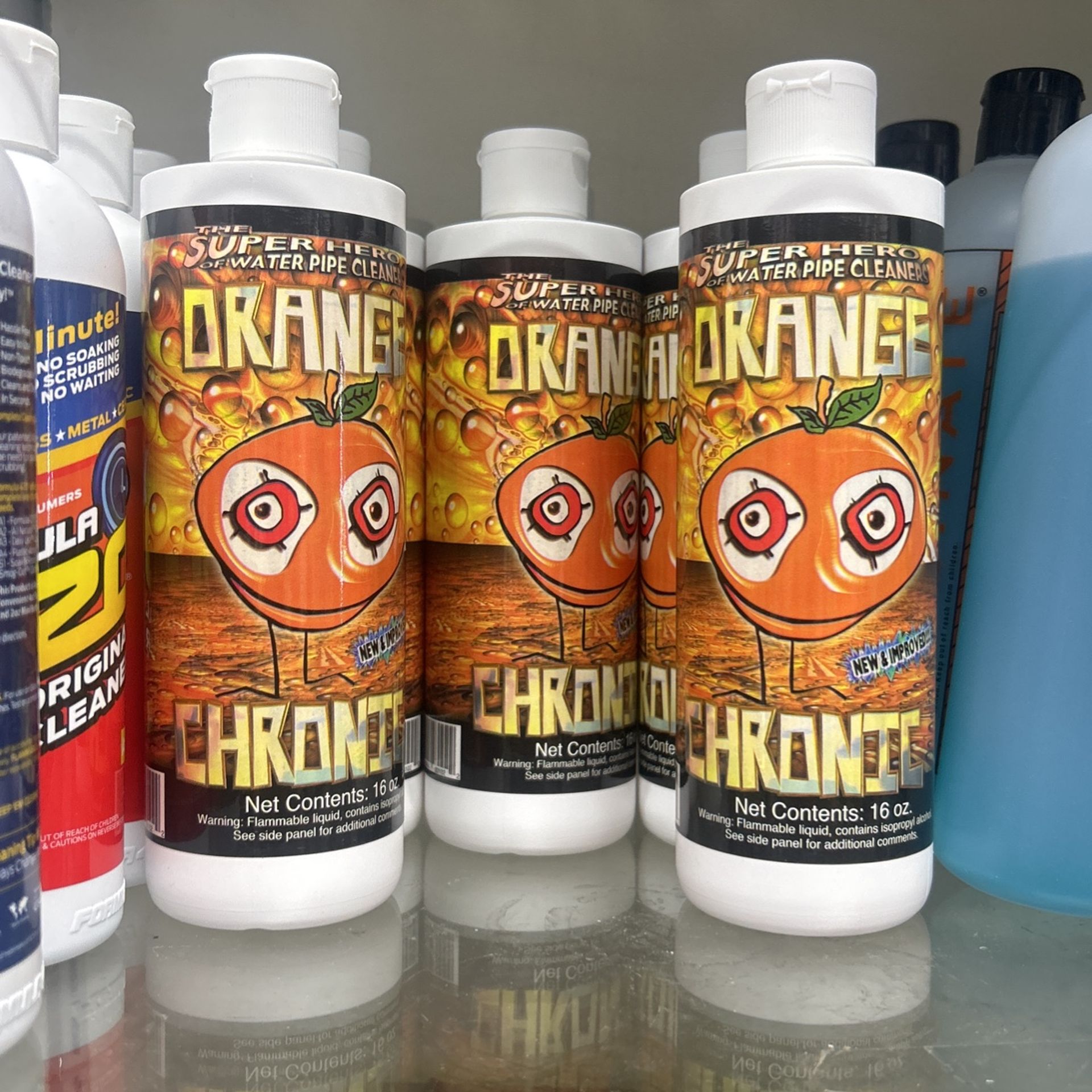 Orange, chronic glass cleaner