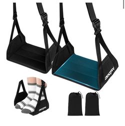 2-Pack Foot Hammock Plane Travel, No Collapse Thickened Bamboo Foot Rest