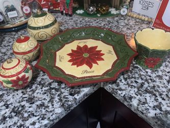 Poinsettia Ceramic Tabletop Set