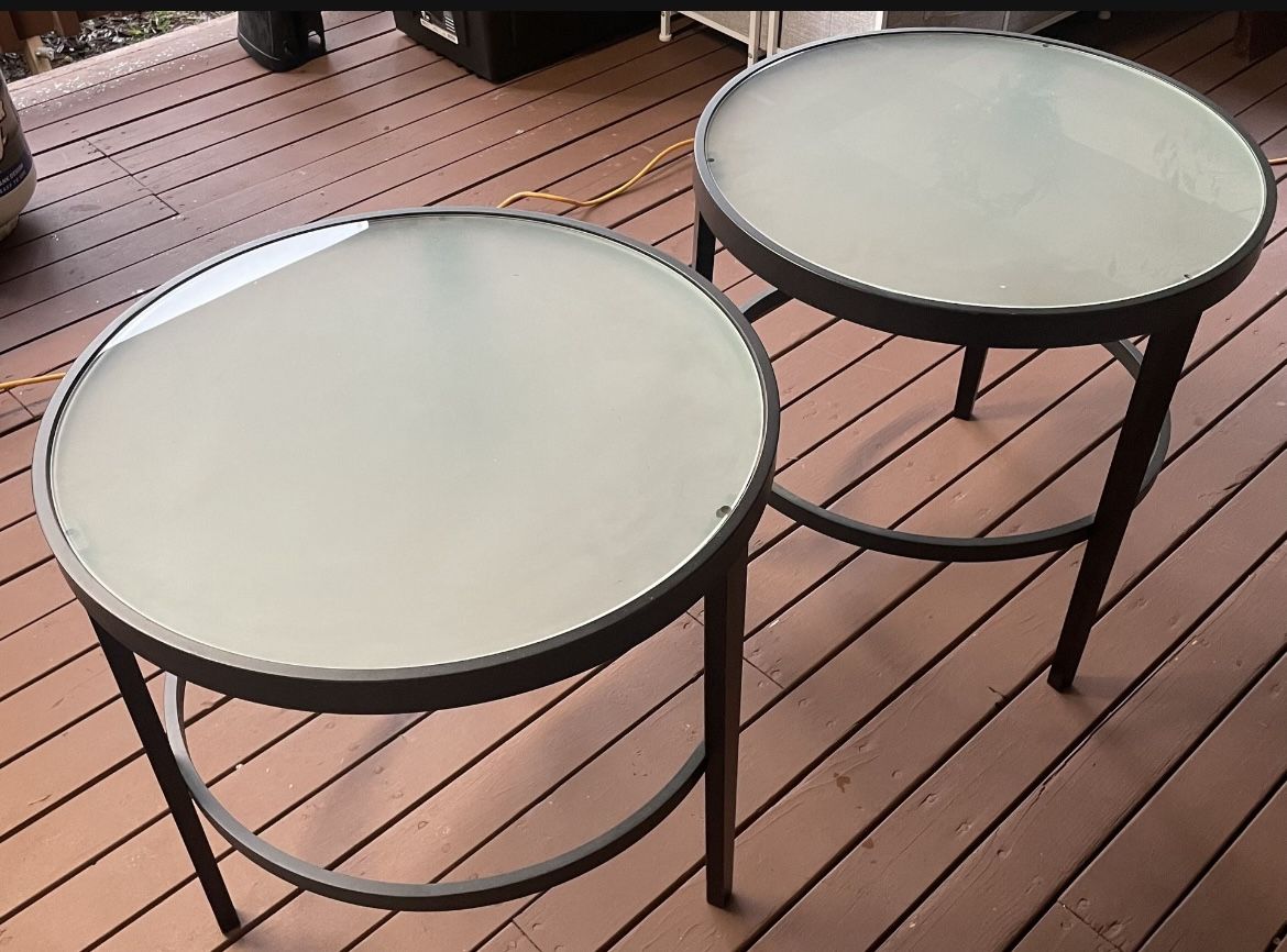 2 Glass Side Tables / End Tables/ Nightstand / $15 Each