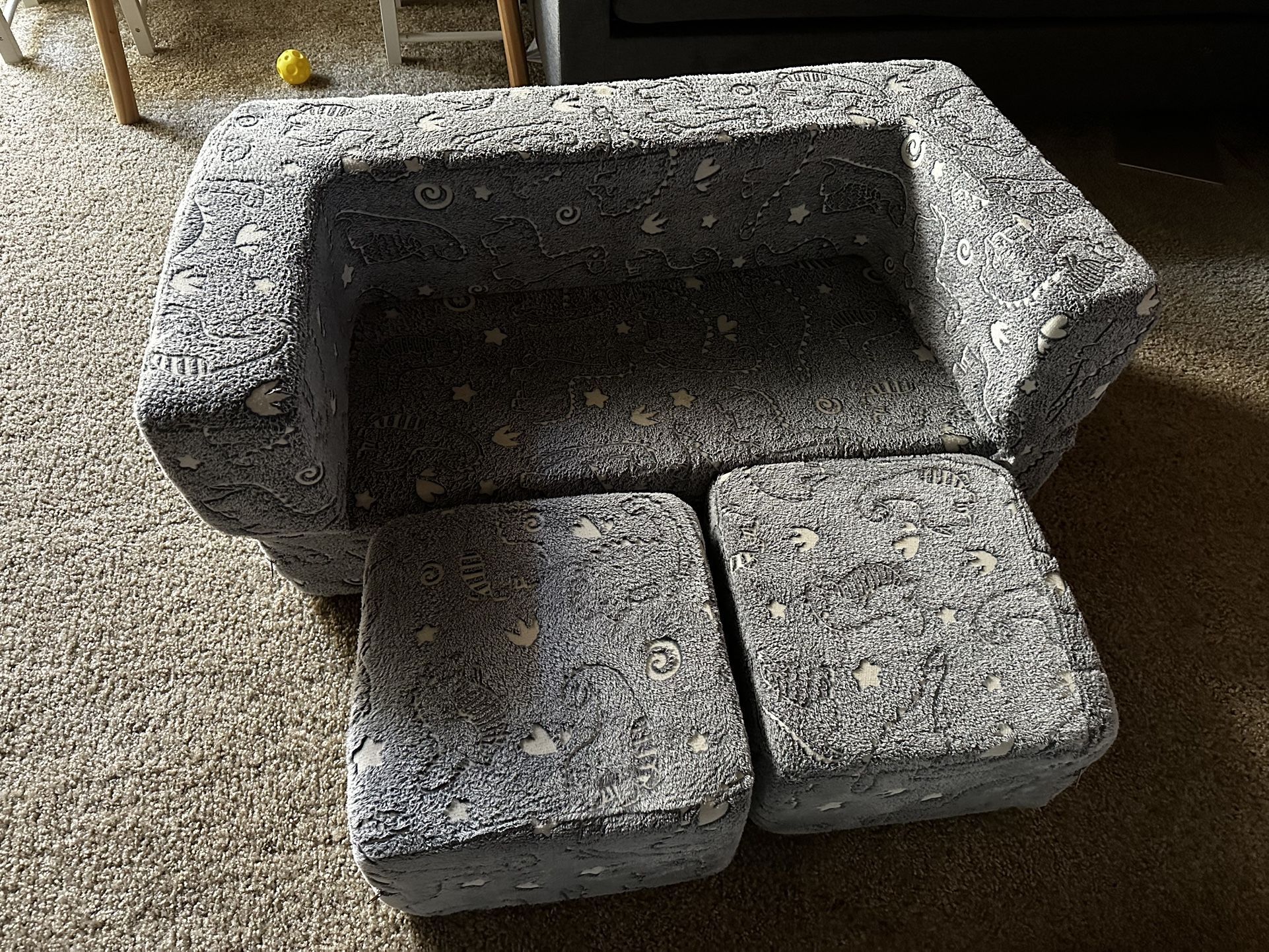 Toddler Couch Grey Dino Glow In The Dark